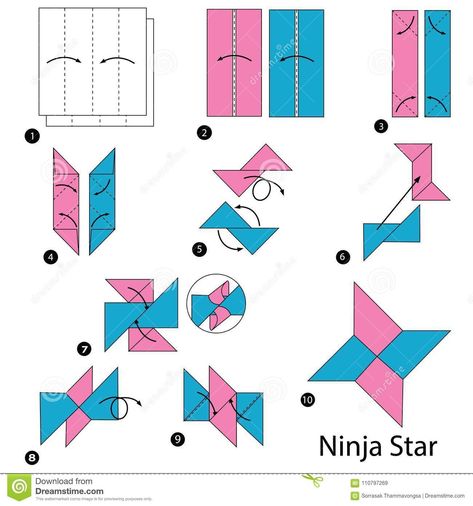 Origami Ninja Star Step By Step, Ninja Star Origami, Origami Stella, Paper Ninja Stars, Basic Origami, Origami Easy Step By Step, Origami Tattoo, Origami Tutorial Easy, Origami Step By Step