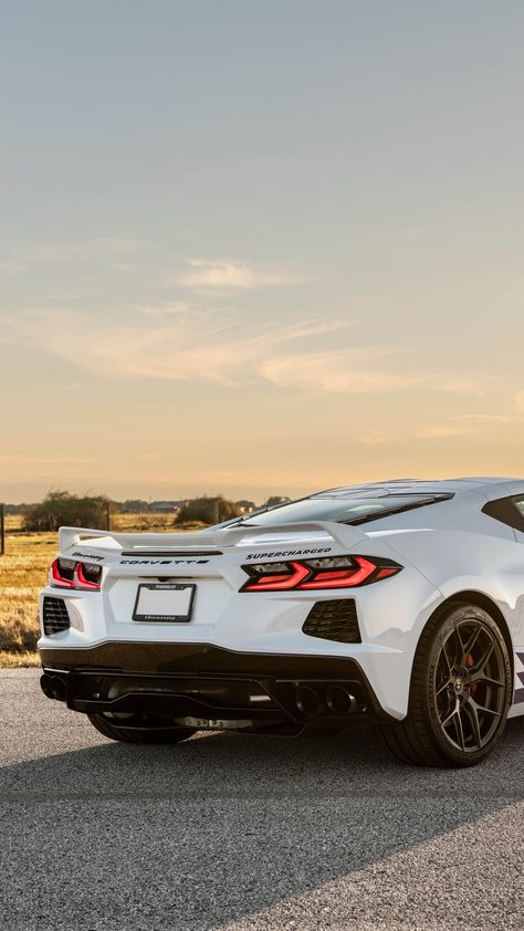 Hennessey Chevrolet Corvette Stingray Supercharged H700 2023 Engine: 6.2L V8 Power: 534 kW / 717 hp Torque: 856 Nm / 631 lb-ft 0-100 kph: 2.9 seconds 2023 Corvette Stingray, Corvette C8 Stingray, C7 Stingray, C8 Corvette, Corvette C8, Corvette Z06, Chevrolet Corvette Stingray, Car Boot, Power Cars