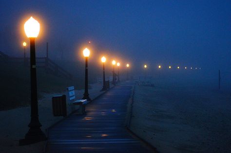 Foggy Boardwalk Blues - photo by Bill Pevlor of PopsDigital.com. #boardwalk #fog #algoma Morning Fog, Scenery Photography, Beach Boardwalk, Pop Photos, Night Scene, Blue Hour, Life Is Strange, Pose Reference Photo, Blue Aesthetic