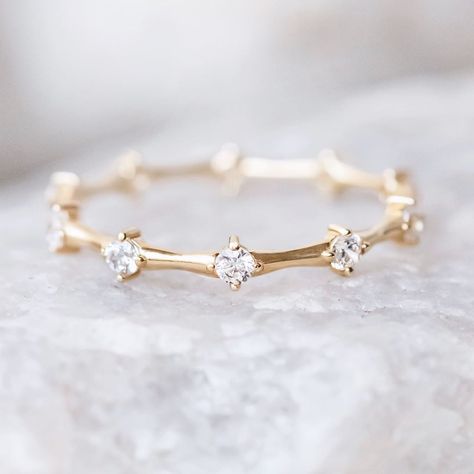 LauraPreshong| Engagement Ring on Instagram: “Yara - Stacking Ring or Wedding Band? Recycled Royal Yellow Gold & Canadian Diamonds. Textural fun for everyone❤️” Dainty Wedding Band, Wedding Bands For Her, Yellow Gold Wedding Band, Mens Silver Necklace, Types Of Diamonds, Silver Wedding Bands, Eternity Wedding Band, Round Moissanite, Moissanite Wedding Bands