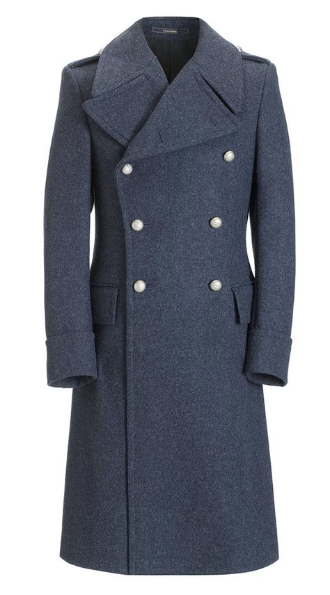 I would love to wear a coat like this one day. I love the style of it. prefer it in navy or sky blue. Crombie Coat, Overcoat Men, Mens Overcoat, Buy Coats, Great Coat, Air Force Blue, Military Coat, Mens Winter Coat, Mens Winter Fashion