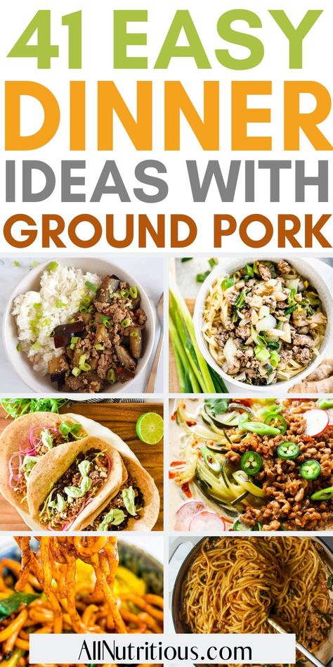 Are you out of ideas for meals to make this week? These tasty weeknight dinner recipes are perfect to make. Try these easy recipes using ground pork for healthy, high protein meals to satisfy the whole family. Ground Pork Meal Ideas, Meals With Pork Sausage Ground, Ground Pork Meal Prep, Ground Pork Ideas For Dinner, Keto Ground Pork Recipes For Dinner, Easy Dinner Recipes Ground Pork, Cooked Ground Pork Recipes, Ground Pork Lunch Recipes, Easy Meals With Ground Pork