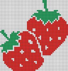 Embroider Ideas, Cross Stitch Fruit, Crochet Strawberry, Crochet Fruit, Fuse Bead Patterns, Tapestry Crochet Patterns, Cross Stitch Alphabet, Haken Baby, Crochet Tapestry