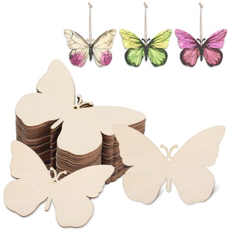 PRICES MAY VARY. 【You Will Get】The set contains 24 pcs unfinished butterfly wooden ornaments, the classic butterfly pattern adds a lot of warmth to life, and the quantity is enough to meet your DIY crafts and decoration needs 【Beautiful Shape】These blank wooden spring ornaments are vivid and cute in shape, up to 3.5 inches in size, suitable for painting or making crafts, adding fun to your home decoration 【Durable Material】Blank wood butterfly circles are made of high-quality wood, with a smooth Ornaments To Paint, Spring Ornaments, Streamer Decorations, Wood Discs, Wooden Butterfly, Wood Butterfly, Butterfly Ornaments, Gem Crafts, Wood Disc