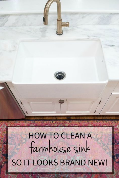 Clean White Sink, White Farm Sink, Best Farmhouse Sinks, Cleaning Naturally, Farmers Sink, White Farmhouse Sink, Cast Iron Sink, How To Clean Copper, Random Tips