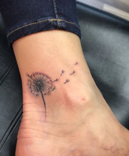 Inside Ankle Tattoos, Dandelion Tattoo Design, Ankle Tat, Ankle Tattoo Designs, Ankle Tattoos For Women, Dandelion Tattoo, Ankle Tattoos, Anklet Tattoos, Foot Tattoos For Women