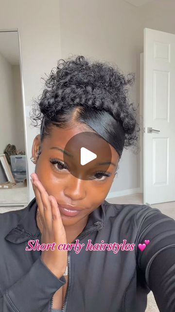 sierra b 🧡 on Instagram: "i feel.. this hairdo is perfect 😍 #cutecurlyhairstyles #naturalhairstylesdaily #shortcurlyhairstyles #curlyponytail" Protective Styles For Wedding, 4c Date Night Hair, 4c Natural Hairstyles Date Night, Crown Hairstyles Natural Hair, Pochantas Two Braids, Protective Hairstyle Black Women, Quick Short Natural Hairstyles For Black Women, Barbie Ponytail Black Women Natural Hair, Cute Simple Black Hairstyles