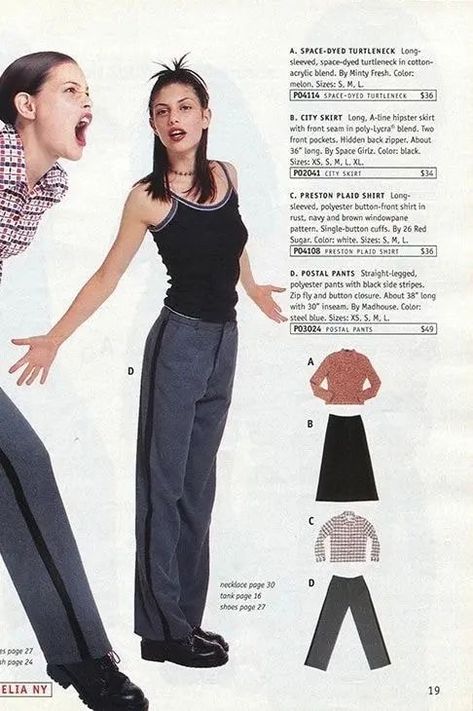 90s Fashion Catalog, Hipster Skirt, Estilo Dark, Tour Merch, 90s Outfit, Fashion Catalogue, The 1990s, Brand Image, Mode Inspo