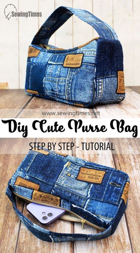 Diy Jean Purse, Artisanats Denim, Diy Bags Jeans, Denim Pouch, Tas Denim, Recycled Denim Bags, Blue Jean Purses, Recycled Jeans Bag, Denim Bag Diy