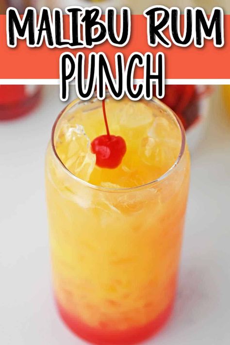 Malibu Rum Punch, Mango Rum Drinks, Rum Punch Drink, Rum Drinks Easy, Coconut Rum Punches, Rum And Lemonade, Rum And Orange Juice, Peach Rum, Rum Punch Cocktail