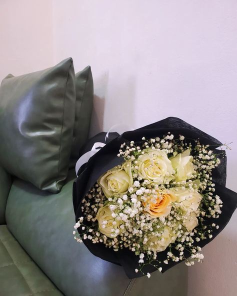 Flower bouquet 🤍 . . . #flower #flowerbouquet #gypsy #black #tissuewrapper #whiteflowers #white #engaged #engament #bouquet #special #customized #trending #giftideas Engagement Flowers Bouquet, Black And White Flower Bouquet, Engagement Flowers, White Flower Bouquet, Black And White Flower, Bouquet Flower, Flowers Bouquet, White Flowers, Flowers