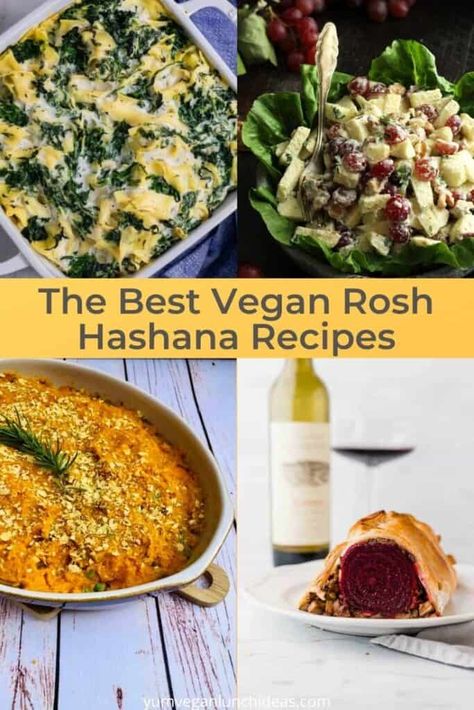 These vegan Rosh Hashana recipes are perfect for your feast, with recipes for the simanim, main dishes, desserts and more. | Jewish Vegan Food | Plant Based Rosh Hashana | Rosh Hashanah | Jewish New Years | #yumvegan #veganroshhashana #veganroshashanarecipes #veganrecipes #jewishvegan #plantbased Roshashana Recipes, Rosh Hashana Recipes, Vegetarian Holiday Recipes, Rosh Hashanah Recipes, Jewish Holiday Recipes, Jewish Cuisine, Shabbat Dinner, Gluten Free Vegetarian Recipes, Vegan Holiday Recipes