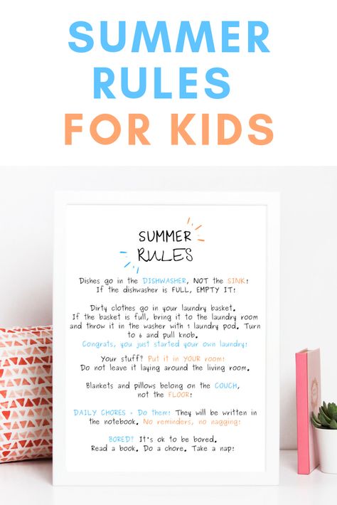 Summer Rules For Kids, Summer Rules, Rules For Kids, Summer Schedule, Mom Ideas, Kids Schedule, First Day Of Summer, Family Ideas, Middle Schoolers