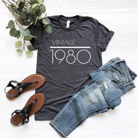 Vintage 1980 Shirt 40th Birthday 40th Birthday Gift 40th | Etsy 40th Birthday Gifts For Women, 50th Birthday Gifts For Woman, 30th Birthday Shirts, 40th Birthday Shirts, 50th Birthday Shirts, Custom Design Shirts, Bridal Party Shirts, Birthday Party Shirt, 30th Birthday Gifts