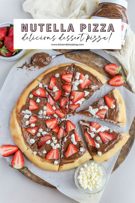 This strawberry Nutella pizza recipe is such a fun dessert. If you're a fan of Nutella recipes, you absolutely have to try this for yourself. With a few simple ingredients, this comes together in no time. Let's make it! Desert Pizza Recipes, Nutella Ice Cream Recipe, Nutella Dessert Recipes, Strawberry Pizza, Nutella Pizza, Nutella Ice Cream, Dessert Pizza Recipes, Sweet Pizza, Strawberry Nutella