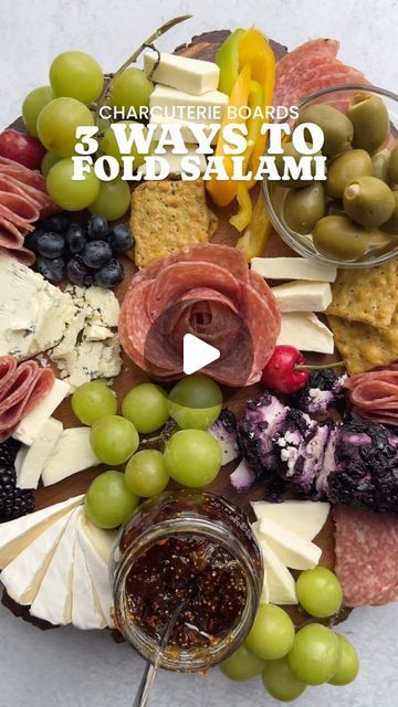 Home Made Charcuterie Board, How To Make A Meat And Cheese Tray, How To Fold Deli Meat For Charcuterie, Charcuterie Boards Ideas How To Build, Charcuterie Salami Ideas, Keeping Charcuterie Board Cold, Charcuterie Meats Folding, Salami Folded Charcuterie, How To Roll Salami For Charcuterie