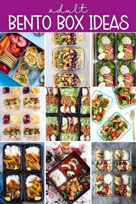 Easy Adult Bento Box Recipes Bento Box Lunch For Adults, Easy Bento, Bento Box Ideas, Healthy Bento Lunches, Bento Box Lunches, Bento Box Recipes, Healthy Packed Lunches, Healthy Lunches For Work, Box Lunches