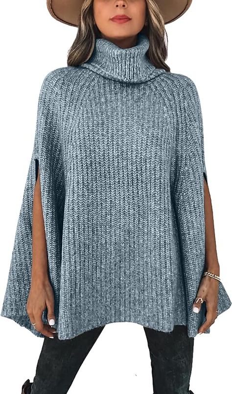 Features: Fall sweaters for women 2023, winter sweaters for women, chunky knit turtleneck sweater, long sleeves, high neck, solid color, elegant and chic armholes, soft, relaxed fit, stretchy. Trendy poncho sweater women, elegant and noble. Can be easily dressed up or down. Winter Sweaters For Women, Wrap Sweaters, Chunky Knit Turtleneck Sweater, Cape For Women, Cape Fashion, Fall Sweaters For Women, Cape Wrap, Winter Turtleneck, Turtleneck Poncho