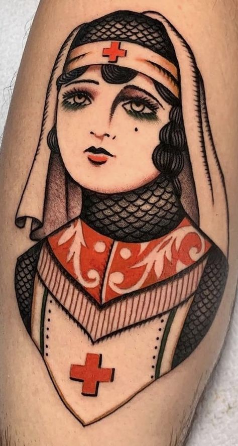 Chainmail Tattoo, Tattoo Ladies, Nurse Tattoo, Flash Sheet, Traditional Tattoo Flash, American Traditional, Tattoo Inspo, Color Tattoo, Flash Tattoo