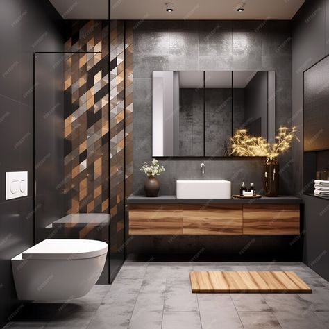 Free AI Image | Small bathroom with modern style ai generated Classic Bathroom Design Luxury, Modern Classic Bathroom Design, Modern Classic Bathroom, Classic Bathroom Design, Asymmetrical Mirror, Mirror Aesthetic, Neutral Bathroom, Timeless Bathroom, Gold Framed Mirror