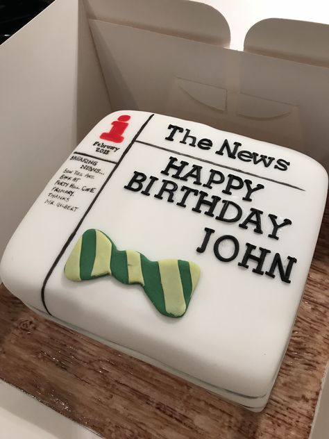 Newspaper cake #thenews Cake 45 Birthday Men, Newspaper Cake, Chef Cake, 70th Birthday Cake, 45th Birthday, 70th Birthday, Man Birthday, Newspaper, Birthday Cake