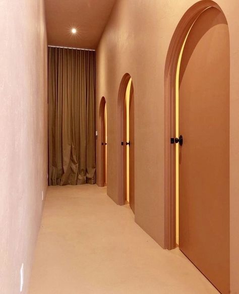 Spa Door Design, Curved Door Design, Tanning Studio Design, Tanning Salon Design, Arc Door, Spa Door, Tanning Salon Decor, Spray Tan Salon, Spray Tan Room