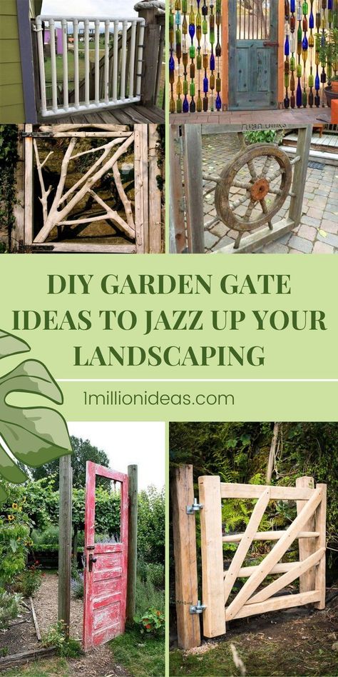 Gates make a great feature for front gardens and side entrances. To make a garden completely beautiful, every detail is important and an amazing gate presents an amazing view. If you are constructing a boundary to your property, you may be interested in learning about the different gates ideas in our article today. Beautiful Gate Designs, Garden Gates Wooden Diy, Simple Gate Ideas, Old Wooden Gates Ideas, Wood Gates Ideas Entrance, Diy Entrance Gate, Wooden Garden Gate Design, Gated Garden Ideas, Gardenscaping Ideas