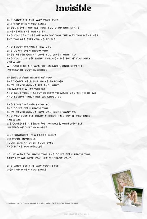 Taylor Swift Debut Lyrics, Invisible Taylor Swift, Debut Taylor, Taylor Swift Debut, Lyric Book, Gonna Love You, Swift Facts, Swift Lyrics, Fire Inside