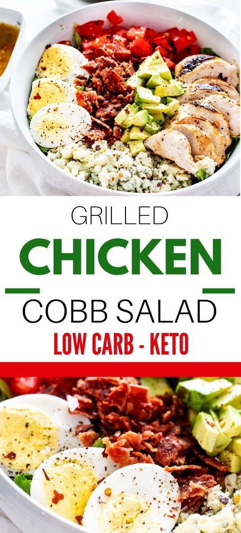 Carb Salad Recipes, Low Carb Salad Recipes, Cob Salad, Chicken Cobb Salad, Keto Quiche, Keto Dinner Recipe, Salad Recipes Low Carb, Boiled Egg Diet Plan, Queso Feta