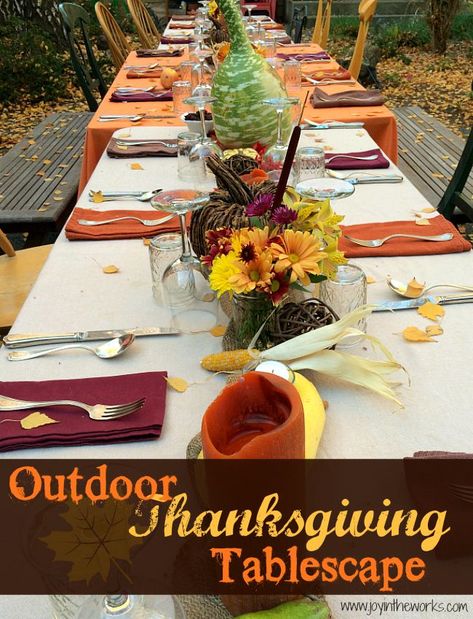 Outdoor Thanksgiving Tablescape Thanksgiving Picnic, Thanksgiving Dinner Table Decorations, Thanksgiving Decorations Outdoor, Dinner Outside, Outdoor Thanksgiving, Hosting Occasions, Thanksgiving Dinner Table, Thanksgiving Cooking, Hosting Dinner