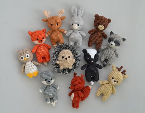 Woodland Baby Toy Forest Animals Set Fox Baby Toy Little Bear Toy Crochet Bunny Stuffed Deer Hedgehog Gift Sguirrel Owl Raccoon Skunk Moose - Etsy Crochet Mini Woodland Animals, Crochet Forest Animals, Crochet Woodland Animals, Forest Crochet, Woodland Crochet, Crochet Forest, Stuffed Deer, Fuchs Baby, Crochet Woodland