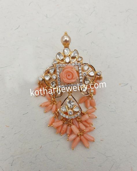 Coral Pendant Indian Gold, Pagadam Jewellery, Coral Pendants, Pendent Gold, Antique Necklace Gold, Coral Jewellery, Diamond Gold Earrings, Coral Jewelry Set, Bridal Diamond Necklace