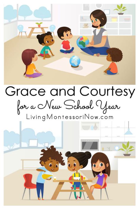 It's especially helpful to place an extra emphasis on grace and courtesy at the start of the school year in Montessori classrooms and also at home.You'll find lots of ideas and resources here - Living Montessori Now #Montessori #groundrules #Montessoriclassroom #Montessorihome #backtoschool Montessori Classroom Management, Montessori Preschool Classroom, Grace And Courtesy, Montessori Worksheets, Montessori Lesson Plans, Montessori Activities Preschool, Montessori Parenting, Montessori Elementary, Montessori Lessons