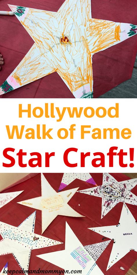 Hollywood Walk of Fame Star Craft - Crafts For Kids - Hollywood Craft Ideas - Summer Camp Crafts Rockstar Crafts For Preschool, Movie Theme For Preschool, Hollywood Walk Of Fame Craft, Hollywood Activities For Preschool, Hollywood Stem Activities, Movie Theater Preschool Theme, Theater Activities For Preschoolers, Hollywood Crafts For Kids Activities, Hollywood Crafts Preschool