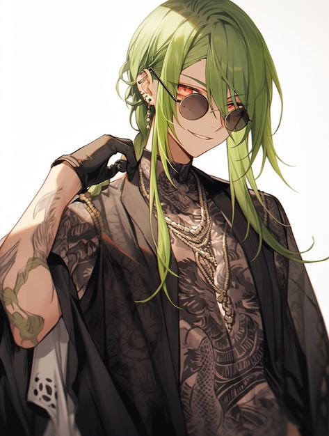 Green Hair Male, Modern Oc, Human Oc, Hair Male, Male Oc, Oc Inspo, Oc Art, Green City, Anime Warrior