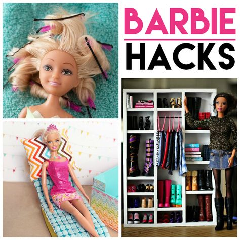 15 Barbie Hacks and DIY’s Barbie Hacks Diy, Barbie Hacks, Accessoires Barbie, Diy Hanging Shelves, Diy Barbie Furniture, Wine Bottle Diy Crafts, Barbie Hair, Barbie Doll House, Wine Bottle Diy