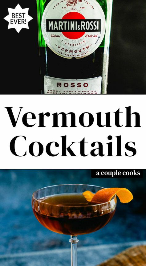 Got a bottle of vermouth to use up? Here are all the best vermouth cocktails worth making, using both the sweet red and dry white varieties. #vermouth #vermouthcocktails #sweetvermouth #dryvermouth #sweetredvermouth #drywhitevermouth Red Vermouth Cocktail, Vermouth Drinks, Sweet Vermouth Cocktails, Martinez Cocktail, Vermouth Cocktails, Vermouth Cocktail, Best Fish Recipes, Drinks Ideas, Alcholic Drinks