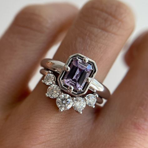 Lilac Sapphire, Engament Rings, Marrow Fine, Purple Sapphire Ring, Purple Sapphire, Shiny Things, September Birthstone, Dream Jewelry, Emerald Cut