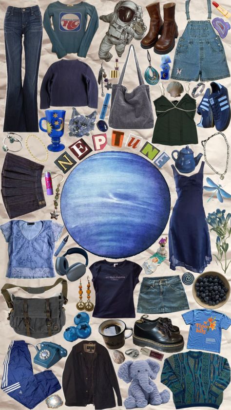 #blue #outfitinspo #vintage #nature #solarsystem #neptune #moodboards #outfit Outfit Shuffles, Navy Blue Outfit, Planet Fashion, Vintage Nature, Blue Outfit, Ravenclaw, Outfit Inspirationen, Your Aesthetic, Aesthetic Clothes