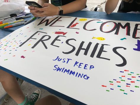 Freshmen Orientation Posters, Freshman Hallway Decorations, Freshman Spirit Posters, Welcome Back Posters High School, Freshman Cheer Signs, Freshman Class Signs, Welcome Back To School Sign Ideas, Freshman Signs Ideas, Back To School Poster Ideas High School