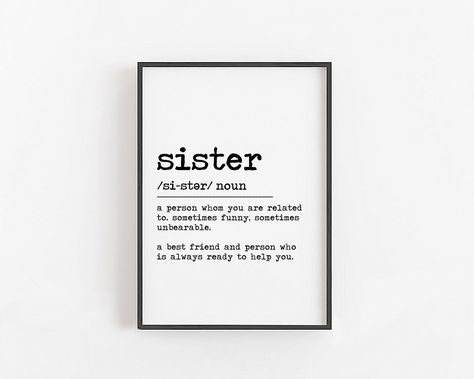 Sister Definition, Brother Funny, Watercolor Herbs, Sister Sign, Funny Sister, Herb Prints, Wedding Song Lyrics, Vinyl Record Art, Sisters Funny