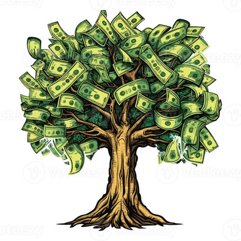 Money Tree Artwork, Money Tree Illustration, Money Tree Drawing, Stack Of Money Drawing, Money Tree Tattoo, Money Cartoon Art, Wealth Illustration, Money Leaf, Money Clipart