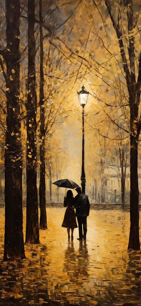 Rainy Day Drawing, Relaxed Glamour, Rain Night, Autumn In My Heart, Rainy Day Aesthetic, Rain Painting, Nature Art Drawings, Easy Love Drawings, Autumn Rain