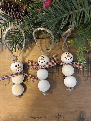 Top Seller for Set of 3 Handmade Wood Bead Snowman Ornaments Christmas Winter Decor, Christmas Home Decor Easy Christmas Crafts Snowman, Diy Ornaments Unique, Wood Balls Christmas Ornaments, Christmas Ornaments For Adults To Make, Hand Made Ornaments For Gifts, Nature Made Ornaments, Wooden Christmas Ornaments Homemade, Small Tree Ornaments, Homemade Glass Ornaments