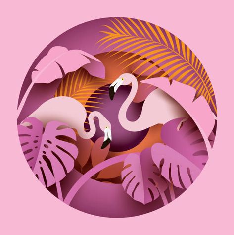 Flamingo Icon, Cutout Art, Cut Out Art, Paper Cutout Art, Desain Quilling, 3d Paper Art, Paper Illustration, Paper Art Craft, 3d Paper Crafts