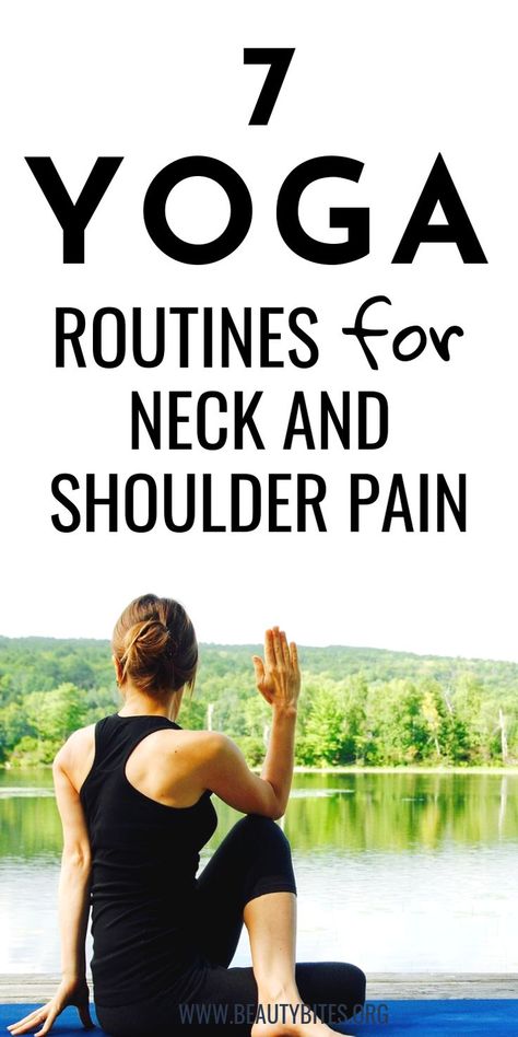 7 Yoga routines for neck and shoulder pain! Stretch the muscles and relieve pain by following the instructions in these yoga videos! | yoga for beginners | yoga for flexibility Morning Neck And Shoulder Stretches, Yoga For Shoulder Strength, Stretches For Stiff Neck And Shoulders, Yoga For Arms And Shoulders, Yoga For Neck Pain, Exercise Neck, Shoulder Pain Remedies, Neck Pain Yoga, Yoga Neck