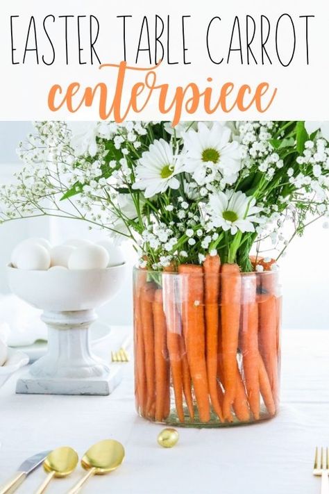 Easter Tablescapes Diy, Carrot Centerpiece, Yellow Carrots, Easter Hosting, Easter Brunch Table, Fresh Carrots, Brunch Decor, Easter Lunch, Easter Decorating