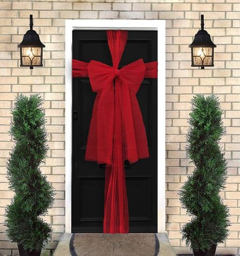 Front Door Christmas Bows, Door Bows Christmas, Halloween Party Events, Door Bow, Christmas Front Door, Halloween House Party, Christmas Themes Decorations, Christmas Front Doors, Christmas Door Decorations