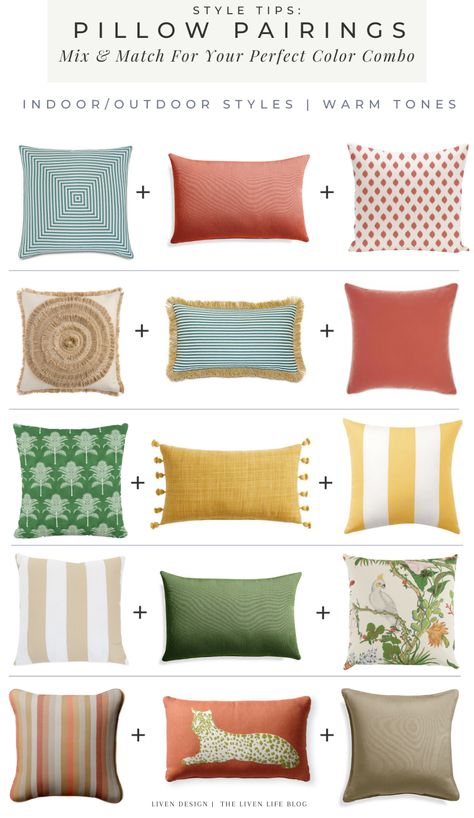 Coral Outdoor Pillows, Coral Outdoor Decor, Coral Cushions Living Rooms, Outdoor Couch Pillows, Outdoor Throw Pillows Color Schemes, Outdoor Pillows Ideas Color Schemes, Beige Couch Pillows, Teal Outdoor Pillows, Patio Pillows Outdoor