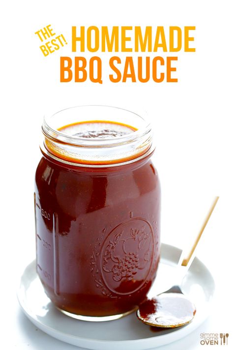 Homemade BBQ Sauce Recipe -- ridiculously easy to make, and so much better than store-bought | gimmesomeoven.com Easy Homemade Bbq Sauce, Bbq Sauce Homemade Easy, Homemade Bbq Sauce Recipe, Homemade Bbq Sauce, Plats Healthy, Barbecue Sauce Recipes, Homemade Barbecue Sauce, Gimme Some Oven, Bbq Sauce Recipe